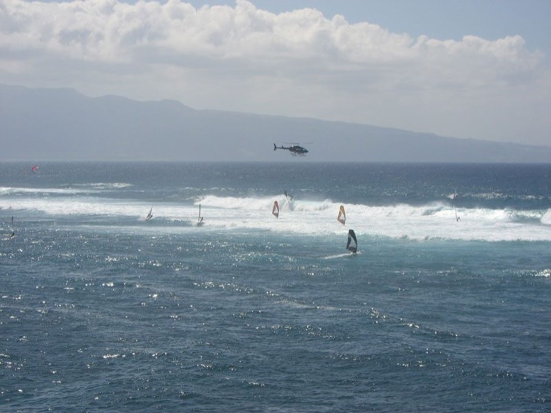 windsurfers in the waves at Hoʻokipa